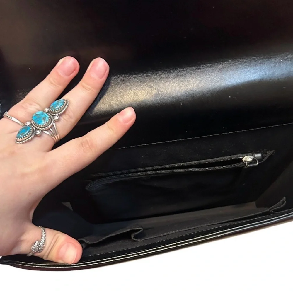 Camrose & Kross 1960s Jacqueline Kennedy Black Genuine Leather Handbag - Picture 3 of 4